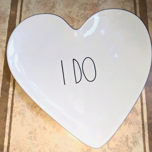 Heart plate I DO Stoneware Rae Dunn Wedding Love Anniversary Candle Tray Display - Picture 1 of 4